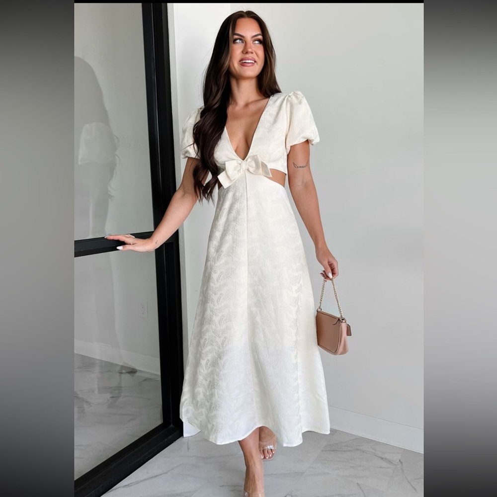 Nanamacs Ivory Cutout Midi Dress